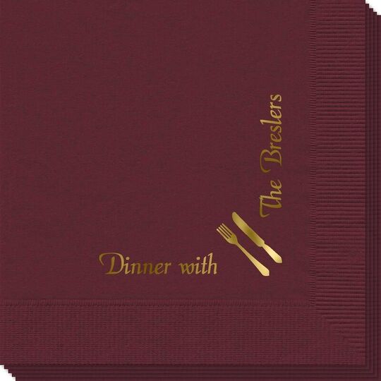 Corner Text with Fork and Knife Design Napkins